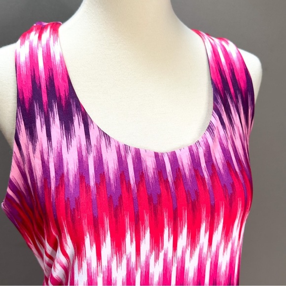 TEHAMA pink purple ikat soft yoga dress, M. - Picture 7 of 7